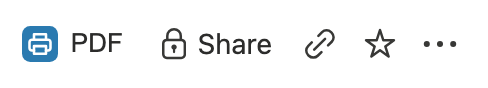 The PDF button next to Share in the Notion top bar